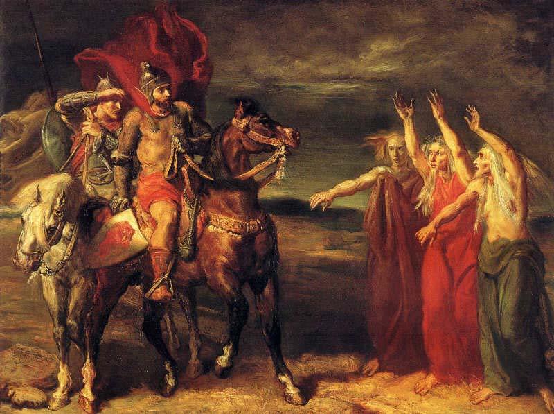 Theodore Chasseriau Macbeth and Banquo meeting the witches on the heath. oil painting image